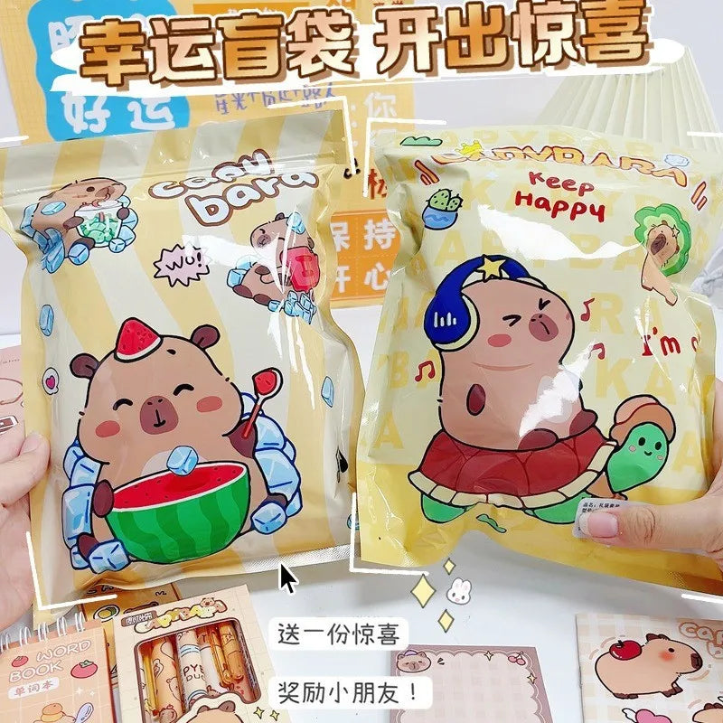 New Creative Capybara Stationery Set Blind Bag Cute Cartoon Pencil Stationery Eraser Learning Supplies Student Prize Gift Suppli