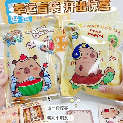 New Creative Capybara Stationery Set Blind Bag Cute Cartoon Pencil Stationery Eraser Learning Supplies Student Prize Gift Suppli