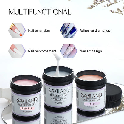 Saviland 100g Builder Nail Gel White Nude Pink Nail Extension Gel Multifunctional Nails Art Gel Polish Soak Off UV for Salon DIY