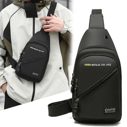 New Ox Cloth Men's Crossbody Bag Simple Faion Korean Version Chest Small Bapa Single oulder Bag Casual Chain Handle