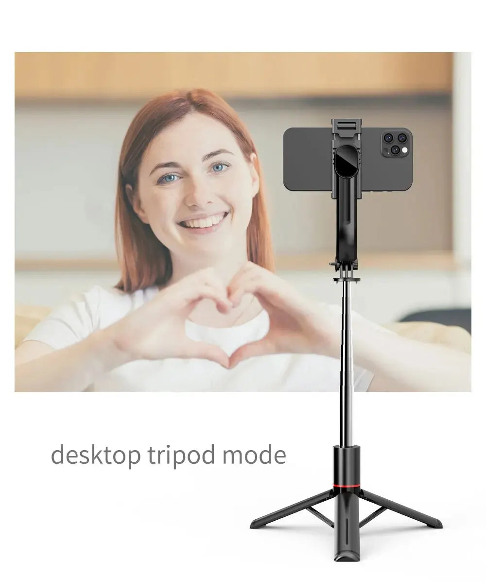 Wireless Selfie Stick for Smartphone, 44 Inch Tripod with Bluetooth Remote, Portables Foldable Stand for Vlog Shooting Record