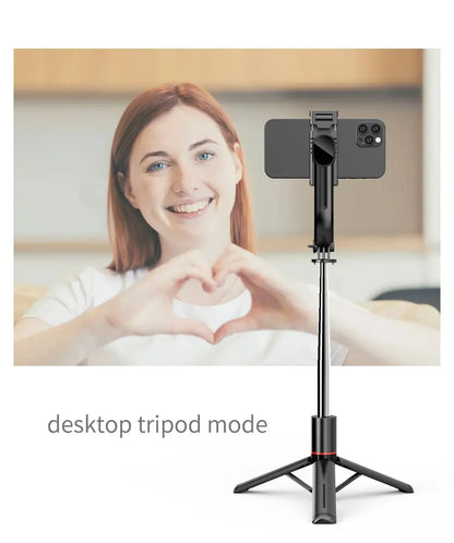 Wireless Selfie Stick for Smartphone, 44 Inch Tripod with Bluetooth Remote, Portables Foldable Stand for Vlog Shooting Record