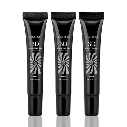 3pcs 3D Nail Art Gel - DIY Designs,Waterproof Sculpting gel，Waterproof Nail Art Design Gel for Intricate Carvings & Shapes 10ml