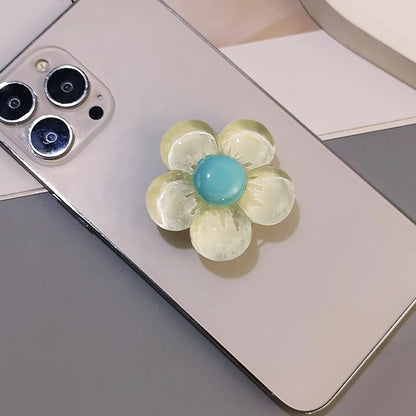 Korean Cute 3D Transparent Flower Phone Grip Tok Griptok Japan Phone Holder For iPhone 15 14 13 Phone Pro Max Stand Holder