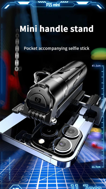 Portable Bluetooth Selfie Stick Tripod with Remote, Foldable Phone Holder Stand for iPhone & Smartphones, Mini Keychain Design