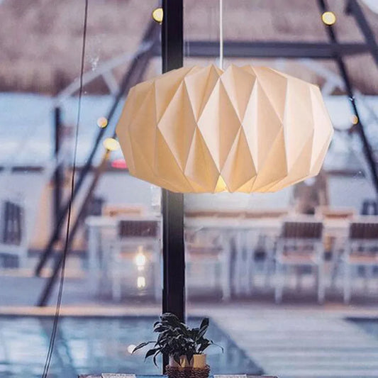 Nordic Creative Paper Origami Lantern Shade Foldable Hanging Pendant Light Art Decoration for Living Room Decor Ceiling Light