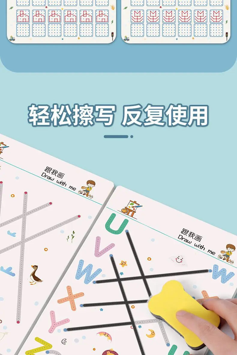 Magical Montessori Tracing Workbook Reusable Pen Control and Tracing Book for Kids Calligraphy and Drawing Educational Toys