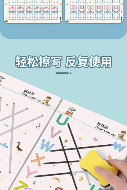 Magical Montessori Tracing Workbook Reusable Pen Control and Tracing Book for Kids Calligraphy and Drawing Educational Toys