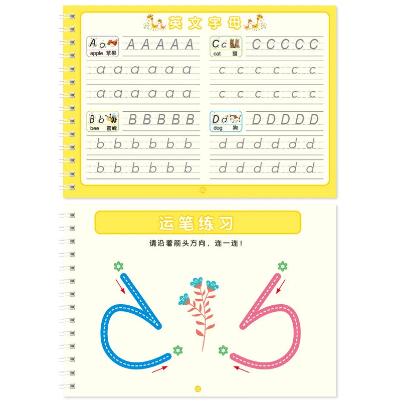 Reusable Children 3D Copybook For Calligraphy Numbers Handwriting Copybooks Learning Math Writing Practice Book For Kids