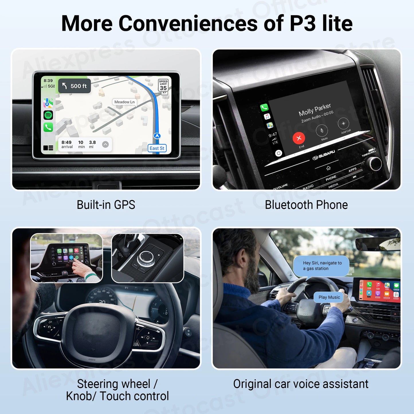 OTTOCAST New P3 Lite OttoAiBox Wireless CarPlay Android AI Box for Youtube for TikTok Car Accessories for OEM CarPlay Car Gift