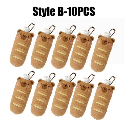 Cartoon Capybara Pendant Decoration Soft Plush Bread Key Chain Plush Stuffed Croissant Food Plush Keychain Hanging Accessory