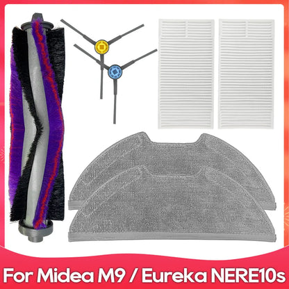 Compatible For ( Midea M9 / Eureka E20 Plus / NERE10s E10S / Obode A8 ) Spare Parts Accessories Main Side Brush Filter Mop Cloth