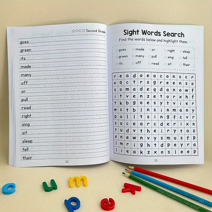 220 Sight Words Learning Workbook with Answer Key Educational Handwriting Sight Words Search Games for Age 3+ School Supplies