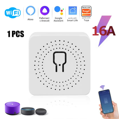 WiFi Zigbee3.0 Mini Smart Switch 2-Way Relay Breaker,Timing APP & Voice Control DIY Household Smart Home Automation Module
