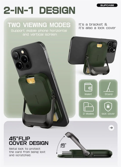 SUPCASE Magnetic Wallet Phone Stand Card Holder for iPhone 16/15/14/13 Series Strong Magnetic Lock Wallet with Stand