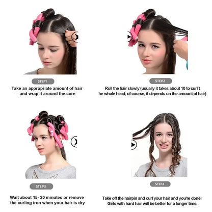 Бигуди 10pcs Heatless Hair Curler No Heat Hair Rollers Soft Curls Curling Rod Roller Sticks Foam Rods Hair Styling Tools 헤어롤