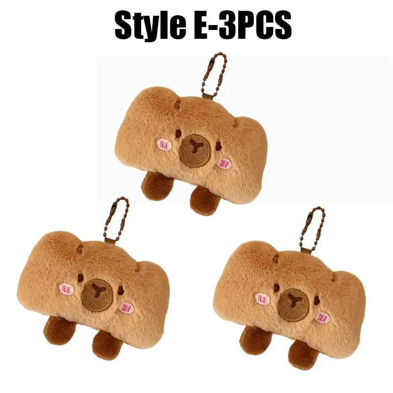 Cartoon Capybara Pendant Decoration Soft Plush Bread Key Chain Plush Stuffed Croissant Food Plush Keychain Hanging Accessory