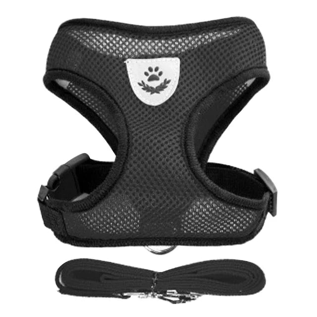 Premium Adjustable Cat & Dog Harness Vest with Leash - Breathable Mesh Pet Walking Collar for Small to Medium Pets