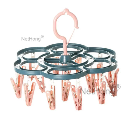 16 Pegs Thickened Laundry Clip Underwear Socks Hanger Airer Cloth Dryer Rack UK