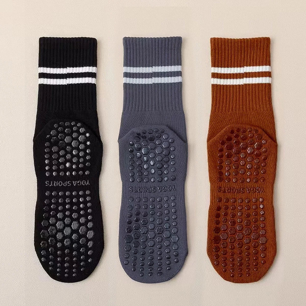 3 Pairs Long Yoga Socks with Grip for Women Anti Skid Gripper Socks No Slip Socks for Pilates, Barre, Dance,Yoga