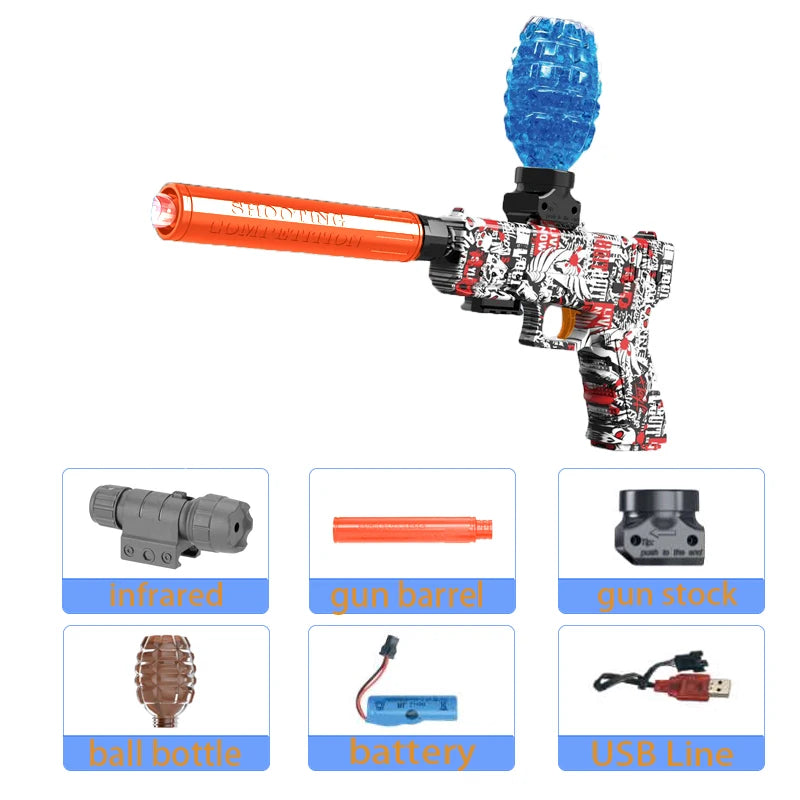 Kids Outdoor Toy Electric Gel Gun Water Ball Bullet Pistols Summer Play Water Shooting Interactive Party Game Children Adult