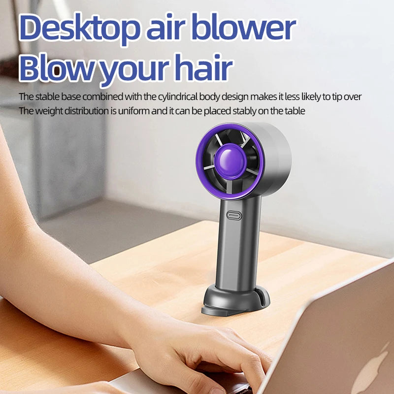 Mini Handheld Fan USB Fast Charging Portable Air Calculating Fan Mute Personal Highspeed Fan for Travel Outdoor Activities