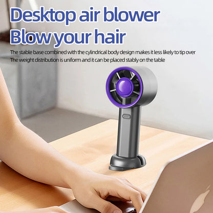 Mini Handheld Fan USB Fast Charging Portable Air Calculating Fan Mute Personal Highspeed Fan for Travel Outdoor Activities