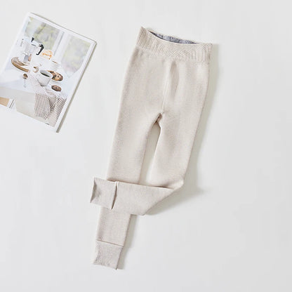 Girls winter plus velvet extra thick pantyhose child strips warm pants Polar Fleece Lining kids baby leggings cotton stockings