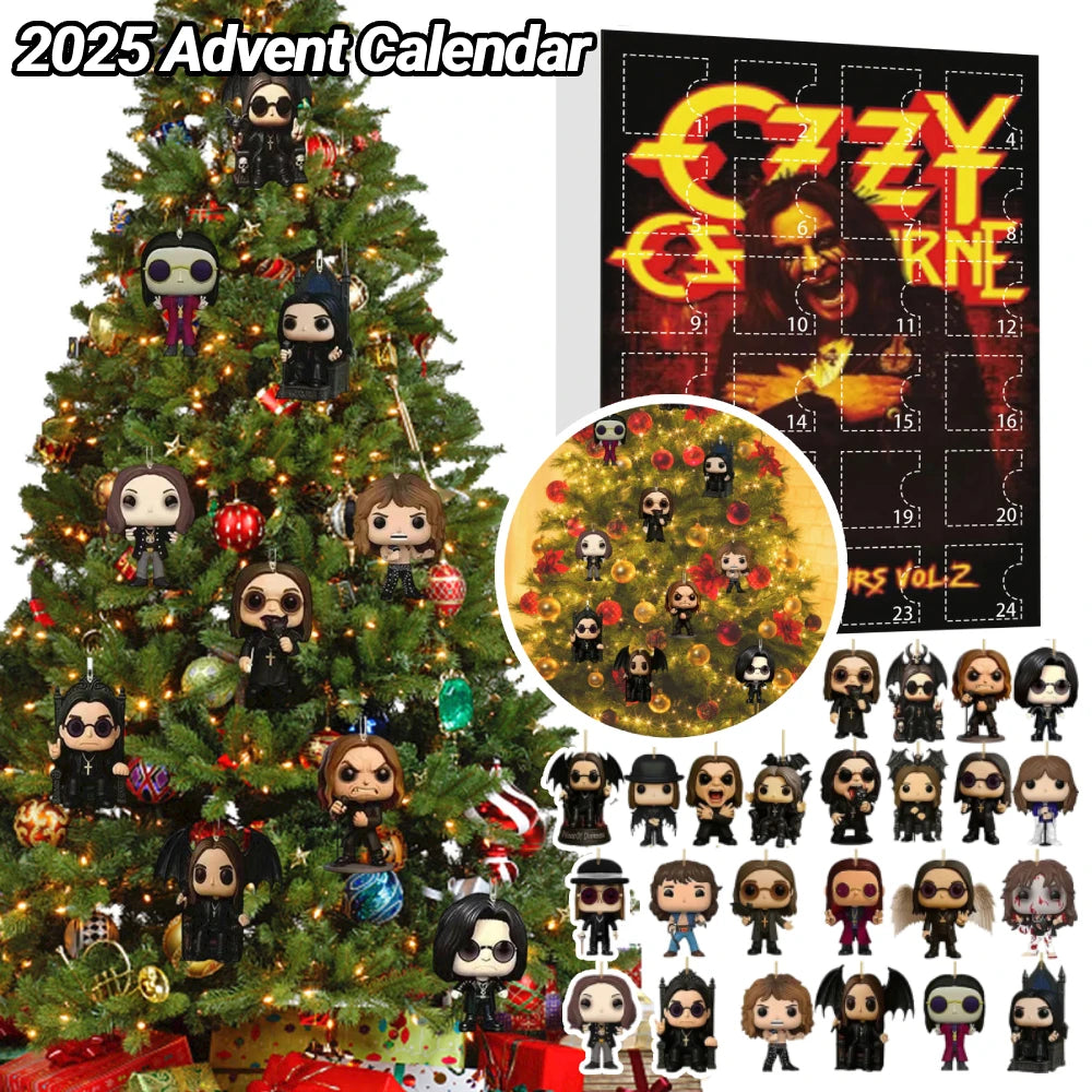 1/2PCS Ozzy Osbourne Rocking Advent Calendar 2D Acrylic Rocky Countdown Calendar Mini Rock Godfather Ornaments Backpack Pendant
