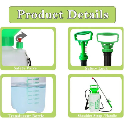 5L Garden Pressure Sprayer – Portable Hand Pump Chemical Weed Spray Bottle