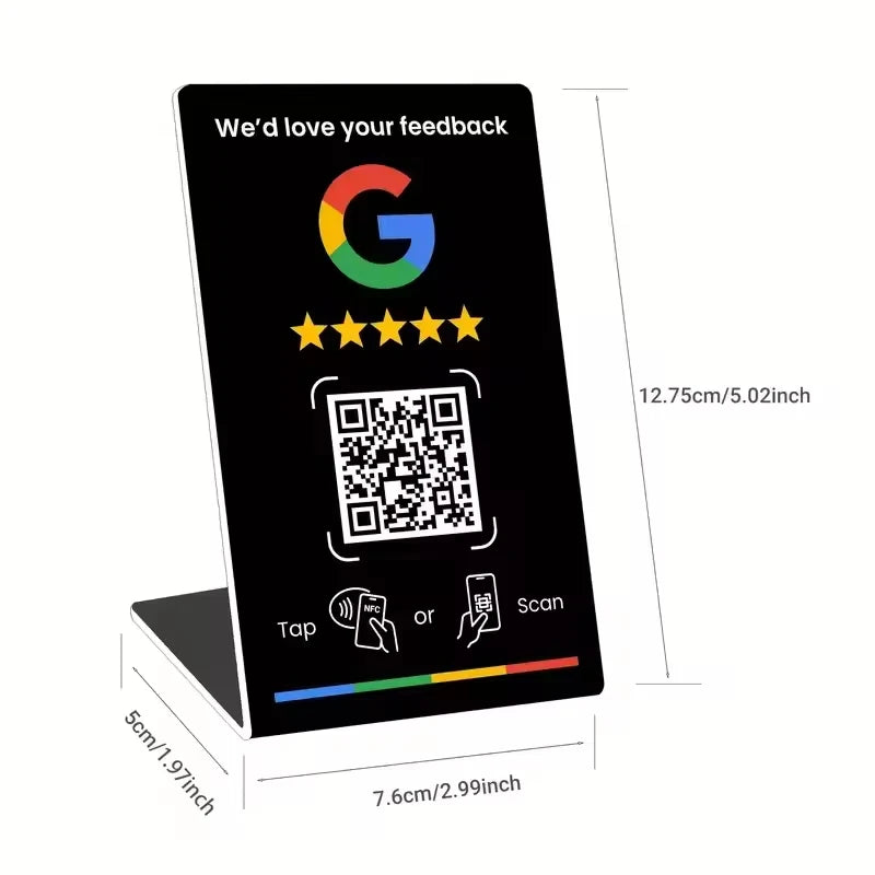 NFC215 Programmable for Google Review Card NFC Station Table 13.56Mhz QR code can be independently set to link Standing Card