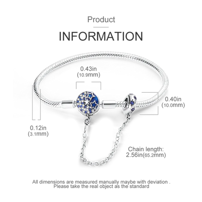 925 Sterling Silver Charm Bracelet - Leaf, Clover, Butterfly & Heart Design | 17-20cm Adjustable