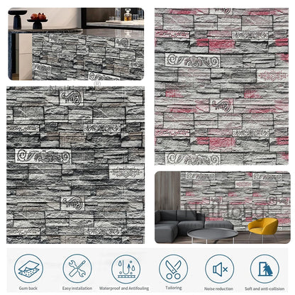 Waterproof Brick Stone Wallpaper Self Adhesive Vinyl Wall Decor Sticker 70*77cm