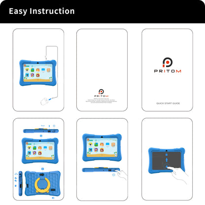 PRITOM Tablet for Kids 7 Inch Android 11 32 GB WiFi Bluetooth Dual Camera Educational Software Installed with Proof Case