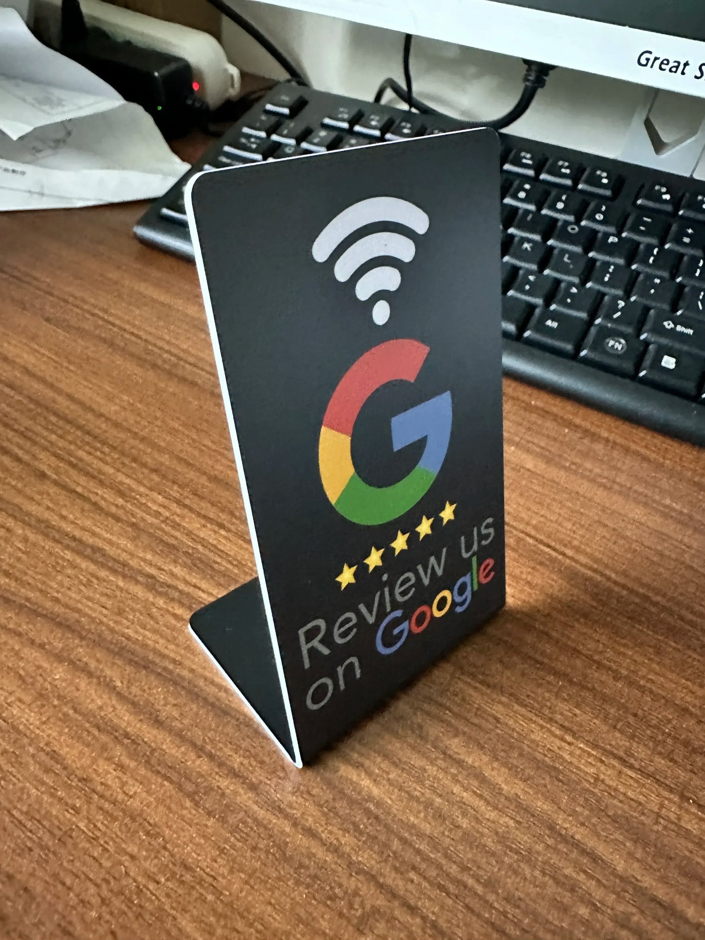 NFC 215 Programmable Card - Google Review Sticker, 13.56MHz Waterproof NFC Tag, Stand Table Station for Business Promotion