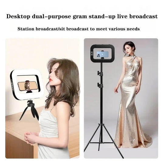 New Handheld Ring LED Rechargeable Fill light Portable Mobile Phone Live Broadcast Photography Desktop Selfie Light
