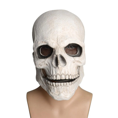 Halloween Skull Mask Latex Helmet Creepy Headgear Decorative Moving Jaw Skeleton