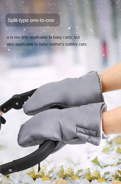 Baby Stroller Gloves Waterproof Warm Winter Antifreeze Mittens With Tissue Phone Bag Transparent Can Be Touch Screen