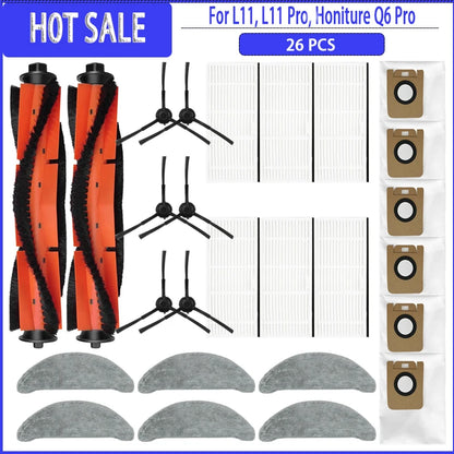 Hauptseitenbürste, Filter, Wischmopp, Staubbeutel für Imou L11 / L11 Pro / Honiture Q6 Pro / Laresar L6 Pro / Airrobo T10+ / Arnagar S8 Pro Ersatzteile