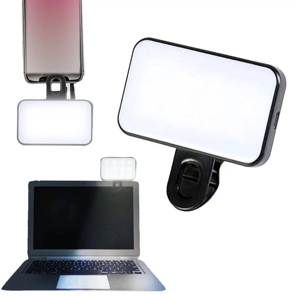Pocket Selfie Light Mini LED Selfie Fill Light 3 Mode Adjustable Brightness Rechargeable Clip For iPhone Laptop Live Video Light