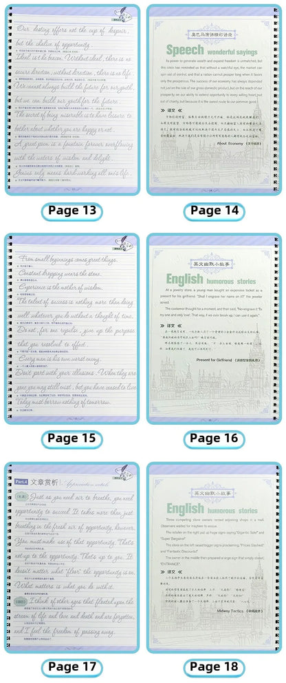 Exercises Copybook Calligraphy Practice Book Cursive Writing English Pen Chinese Calligraphy for Adult Children