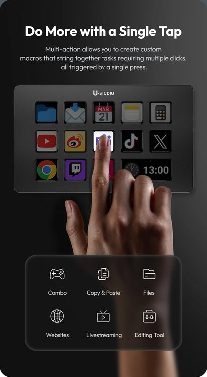 Ulanzi D200 Stream Deck Keyboard 13 LCD Keys All Customizable for Gaming Boardcast Livestreaming Office Content Creation YouTube