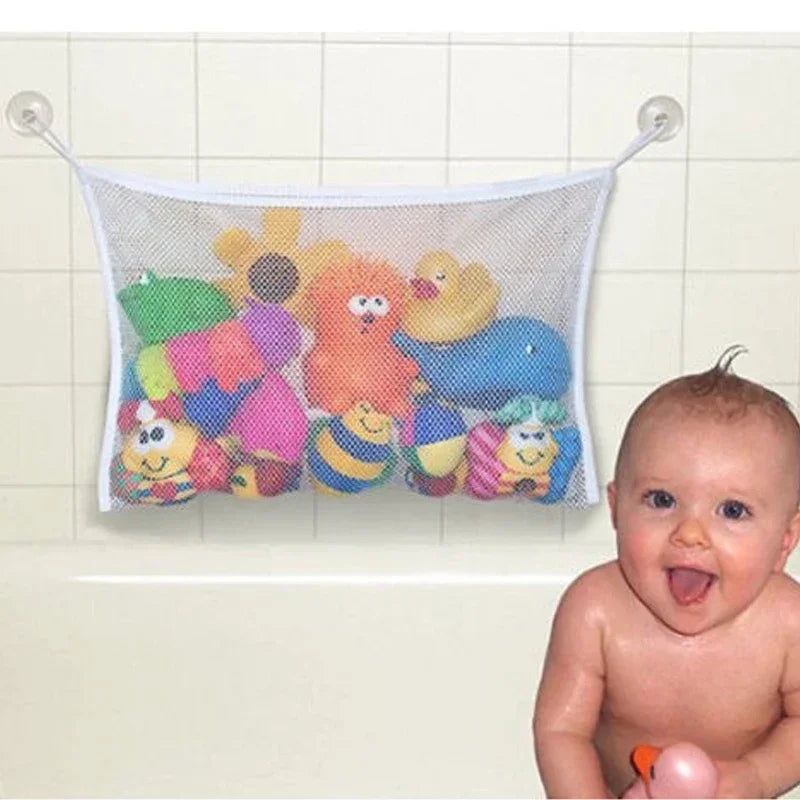 Baby Shower Toy Cute Duck Frog Net Toy Storage Bag Strong Suction Cup Baby Shower Game Bag Bathroom Organizer Water Toy