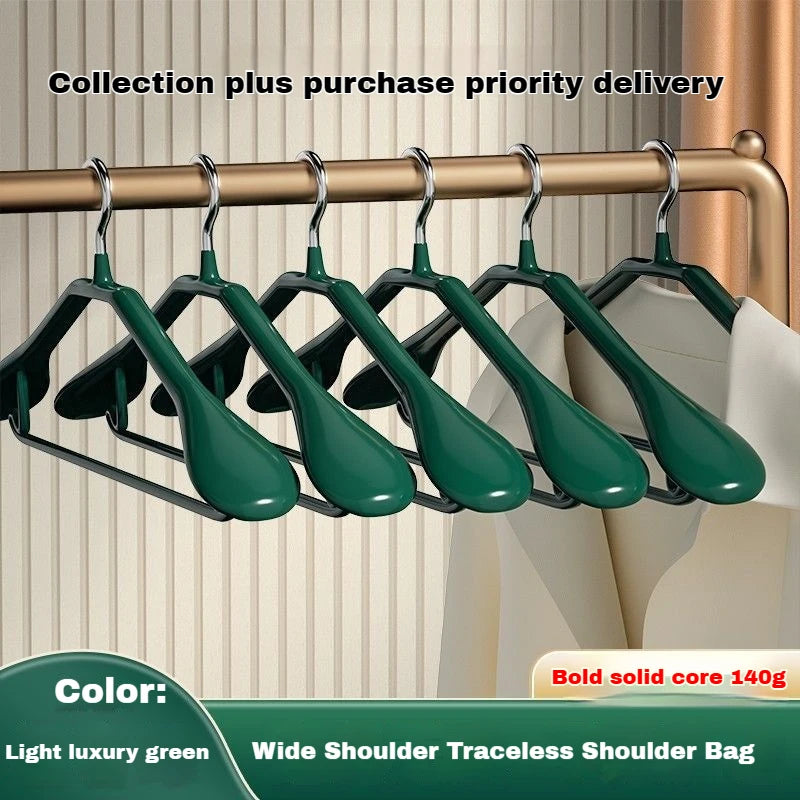 Curved non-slip thick broad shoulder hangers stainless steel household seamless clothes support wardrobe wide shoulder wholesale
