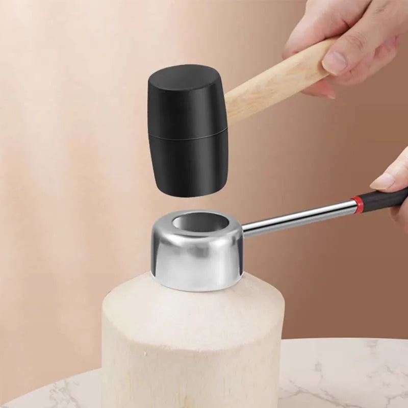Coconut Opener Tools Set Food Grade Stainless Steel Easy Safe Non-Toxic Coconut Breaker Kit Perfect for Fresh Coconut Wate