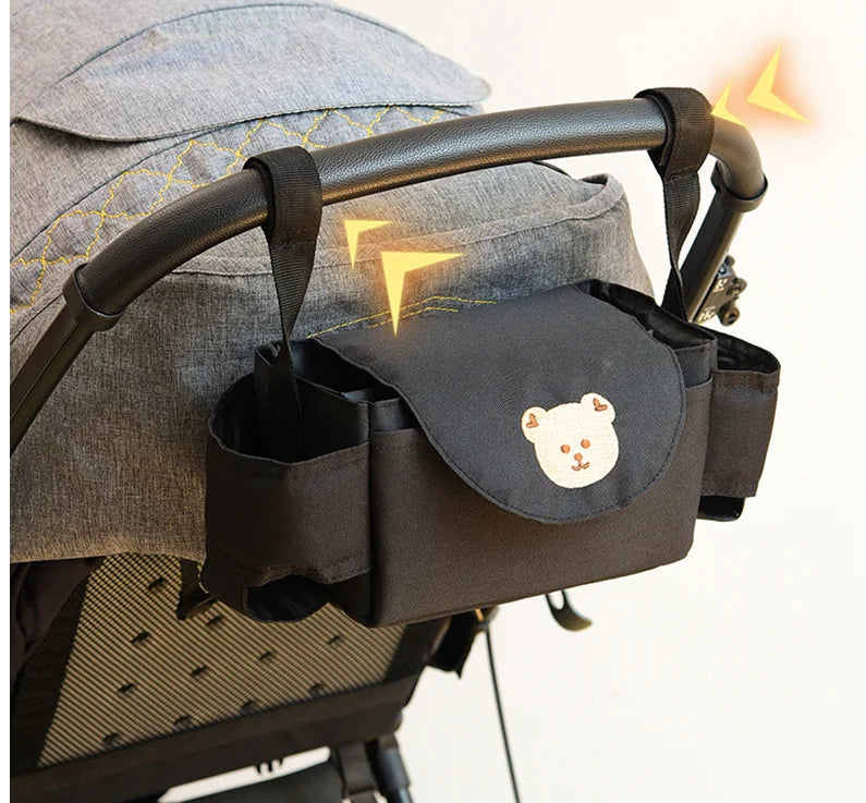 Baby stroller hanging bag cartoon bear storage bag Stroller basket hanging bag baby roller