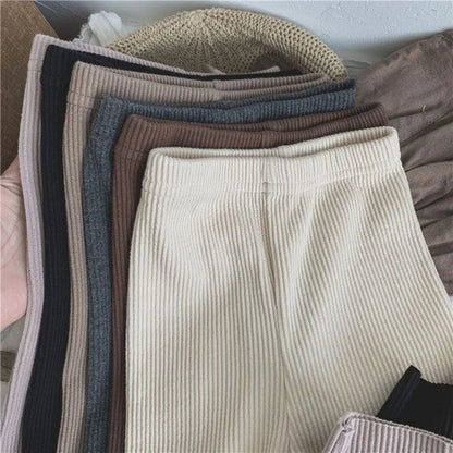 Autumn Baby Girl Leggings Solid Color Ribbed Knit Stretchy Pants 0-6Y Toddler Casual Daily Wear Pantyhose