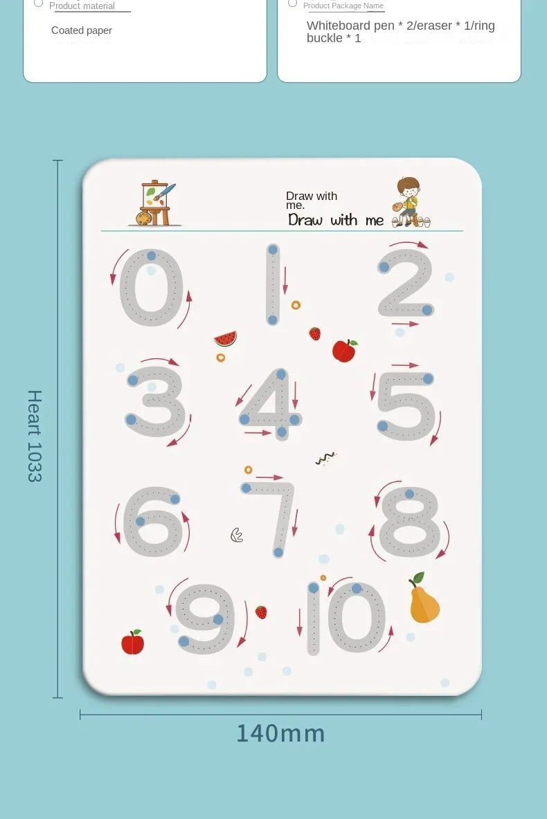 Children Magical Tracing Workbook Montessori Learning Educational Writing Toys Reusable Pen Control Training Copybook for Kids