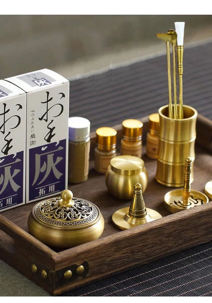 Incense Burner Set Brass Incense Fragrance Making Kit Incense Sealing Mold Incense Holder for Yoga Meditation Home Fragrance