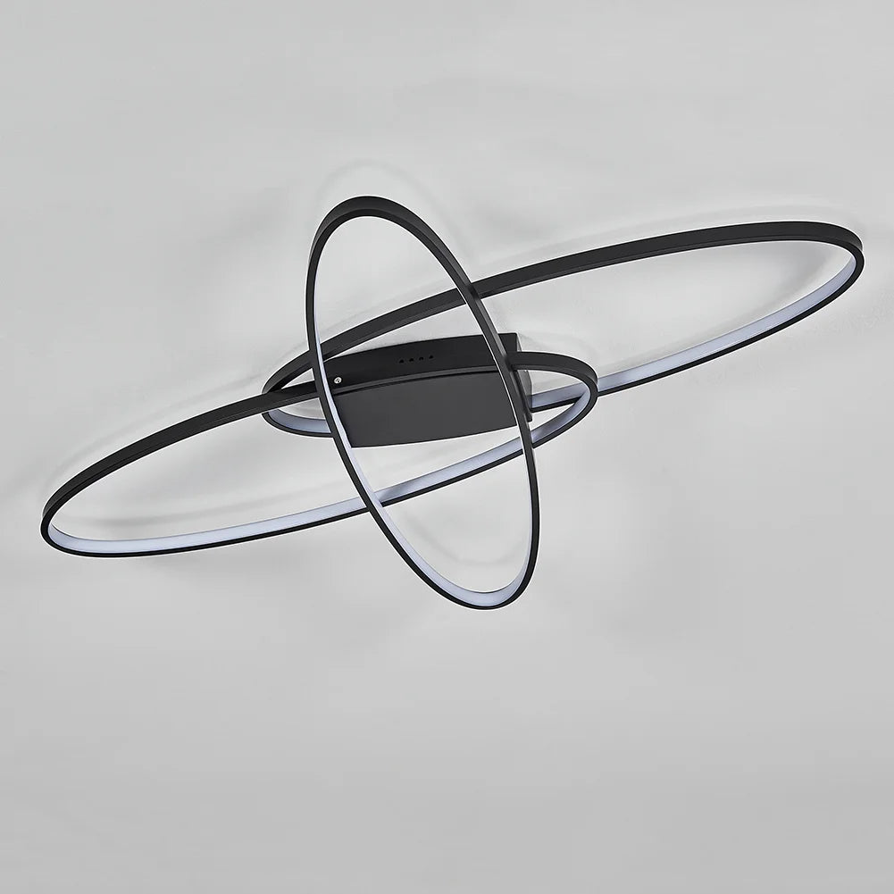 KOMORE Minimalistic Unique Oval LED Semi-Flush Ceiling Light, 76 W Cool White for Office, Living Room, Bedroom, Kitchen, Hallway